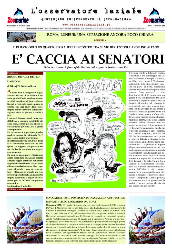 L'osservatore d'Italia edizione del 2 Ottobre 2013